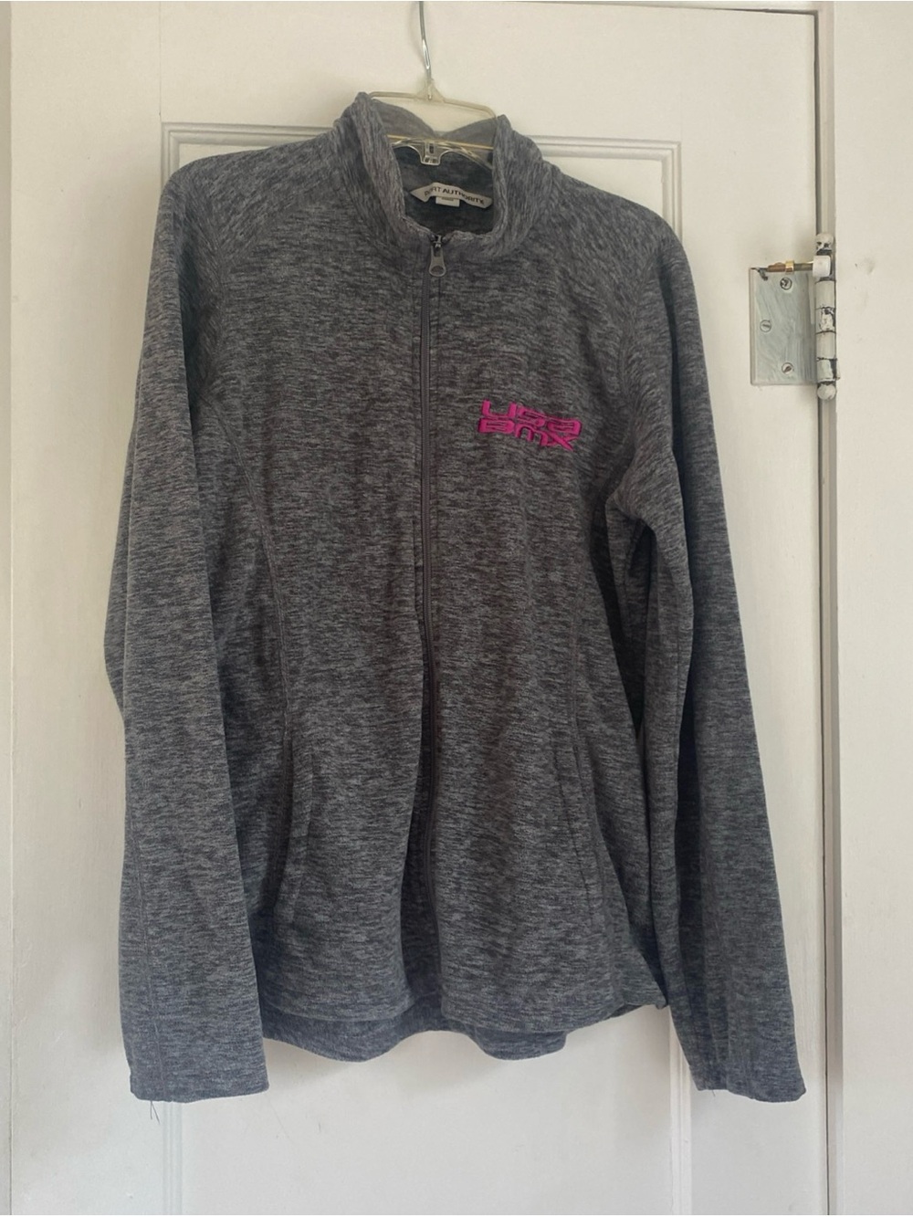 Port Authority Gray Full-Zip Fleece Jacket with Pink Logo BMX USA
